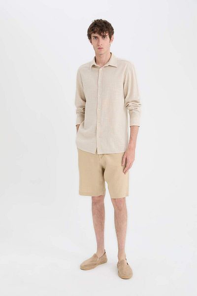 DeFacto 100% Cotton Regular Fit Polo Neck Cotton Long Sleeve Shirt D6161Ax25Sp