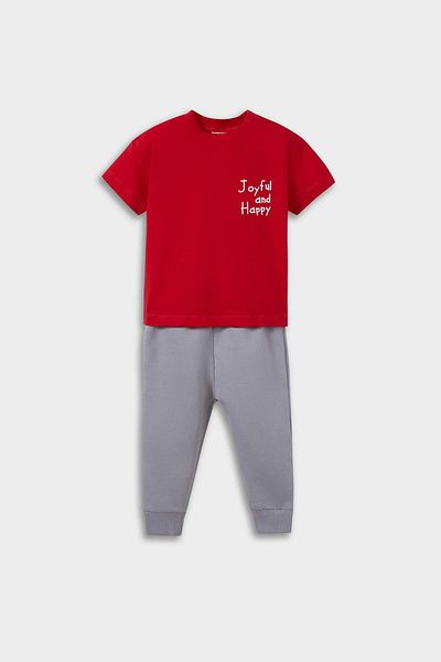 DeFacto Baby Boy 2 Piece Set Printed Short Sleeve T-Shirt Sweatpants F3477A525Au