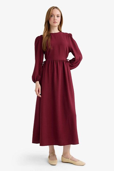 DeFacto Regular Fit Crew Neck Aerobin Long Sleeve Maxi Dress E5261Ax25Au