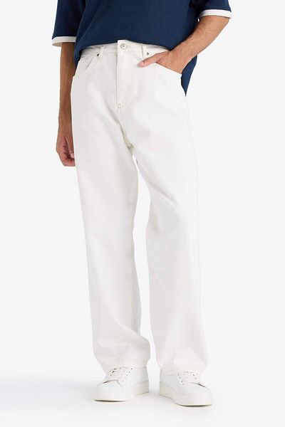 DeFacto 100% Cotton Baggy Fit Wide Leg Jean Pants F6646Ax25Sm
