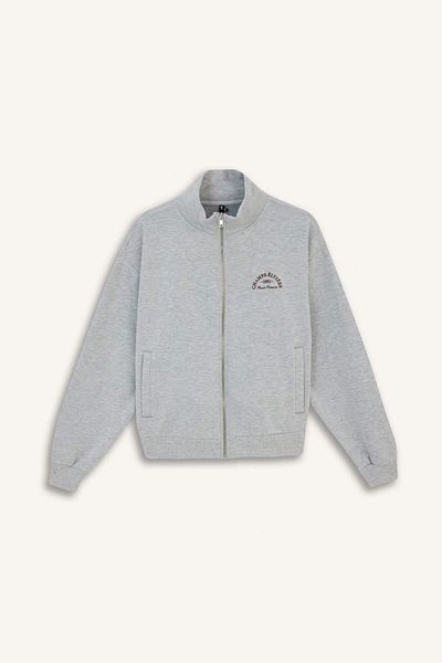 DeFacto Relax Fit Half Turtleneck Printed Thick Zipper Sweatshirt E9507Ax25Au