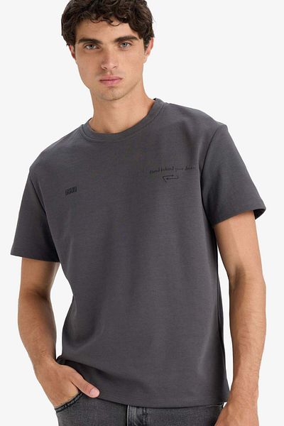 DeFacto Boxy Fit Crew Neck Printed Short Sleeve T-Shirt F8591Ax25Hs