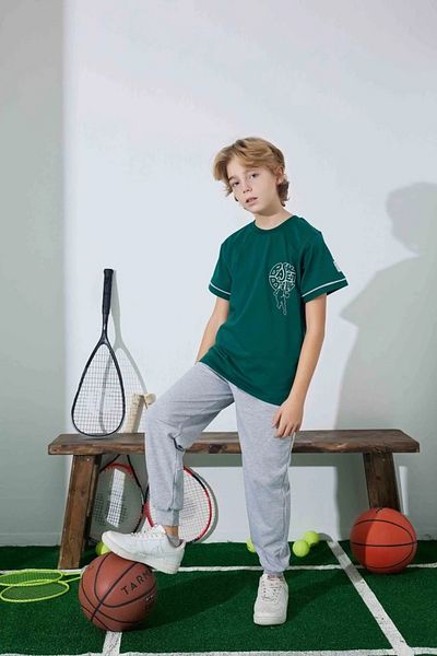 Yağmur Giyim Tarp Green Sport Swear Printed Boys Pajamas Set 11-15 Years 3945-Y