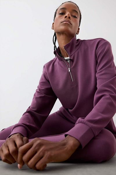 DeFacto Defactofit Oversize Wide Fit Half Zipper Stand Collar Modal Sports Sweatshirt D7126Ax25Au