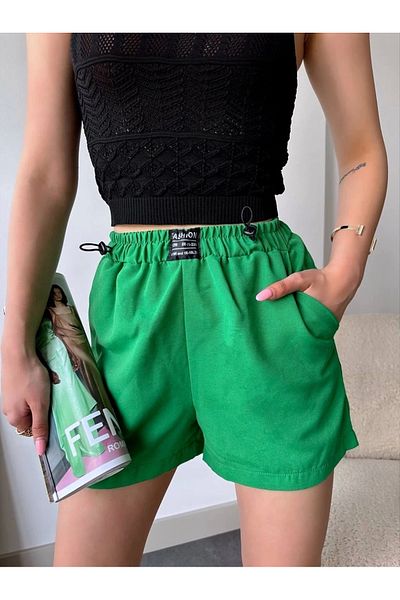 UGETTA Linen Shorts with Coat of Arms Green S251003