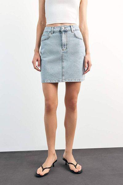 DeFacto Fusta mini Jean brodata F9551AX25SM