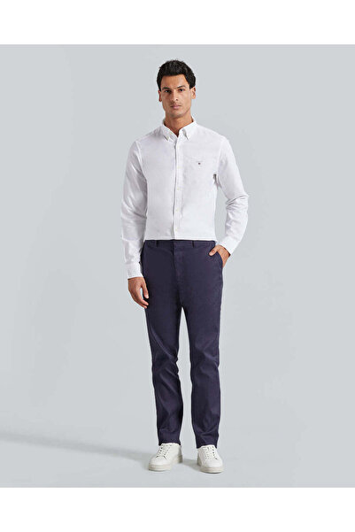 Gant بنطلون بدلة من القطن والكتان بقصة ضيقة