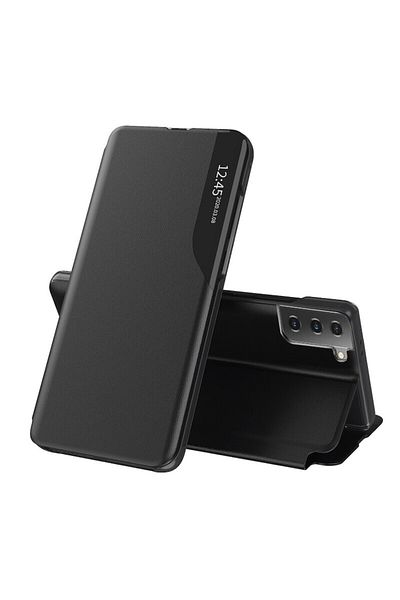 dalip Protective Case Compatible with Samsung Galaxy S21 FE, eFold, Leather, Black