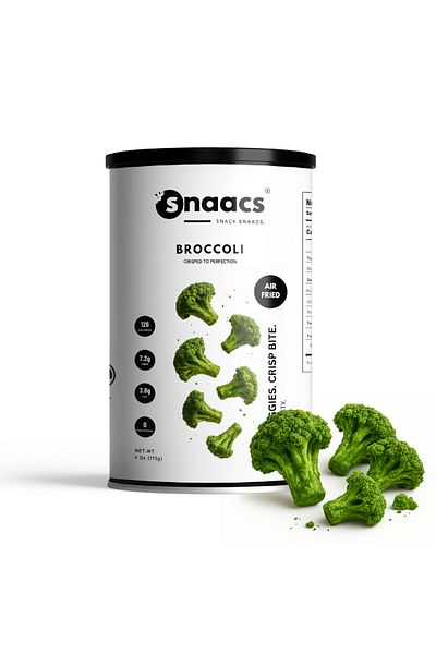 snaacs Crispy Broccoli | Savory, Clean & Crunchy | Air-Fried Vegetable Snack - Pack of 4 oz | 113 g