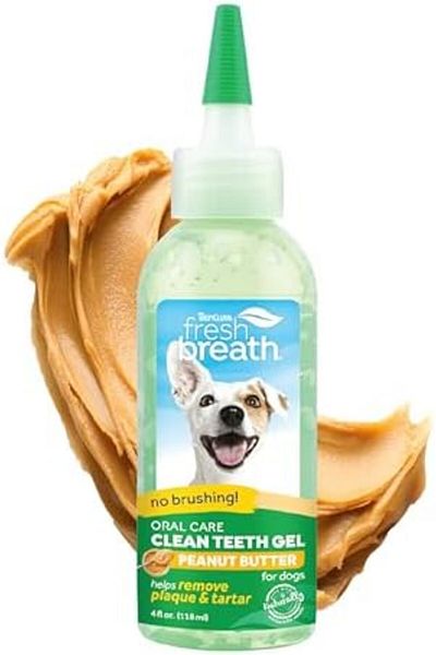 Tropiclean Fresh Breath for Dogs | No Brush Dental Gel for Dogs Peanut Butter Flavor | Dog Toothpast