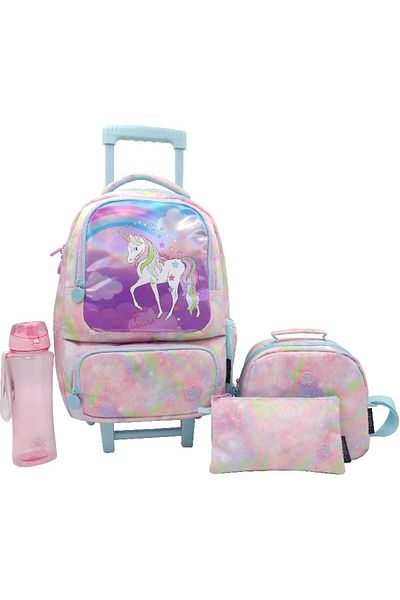 Atrium Unicorn Classic Hologram 4-in-1 Trolley Bag Set with Accessories – 16 Inch