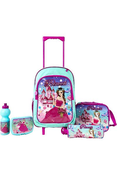 Roco Princess 5-in-1 Value Set Trolley Bag with Accessory Green/Pink