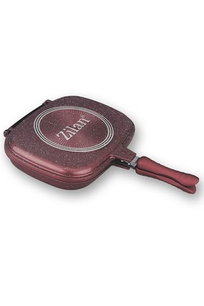 Zilan Double Frying Pan ZLN-9522, Diameter 30 cm, Marble, Burgundy