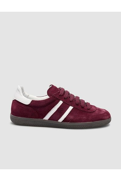 Cabani 100% Genuine Leather Burgundy Lace-Up Women's Sneakers