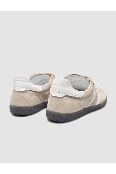 Cabani 100% Genuine Leather Beige Lace-Up Women's Sneaker