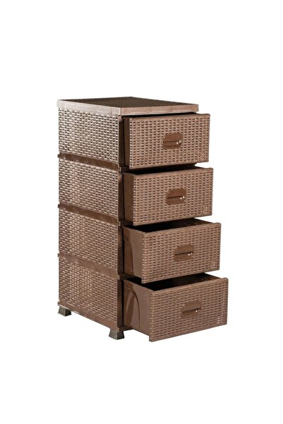 Violet House Plastic storage cabinet with drawers, rattan, brown, 38x45x90 cm