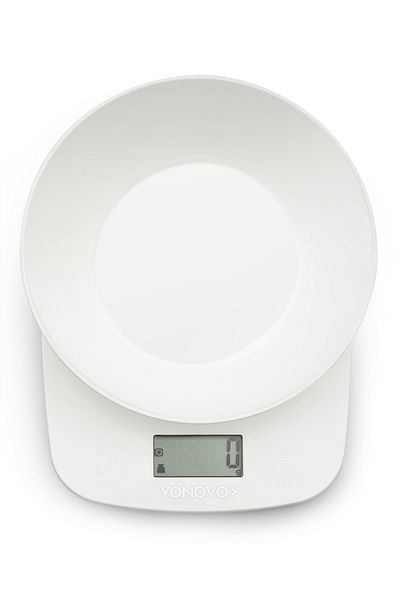 YONOVO Digital Kitchen Scale with Bowl - White, 5kg Capacity 0.1g Accuracy, Multi-Mode LCD Display
