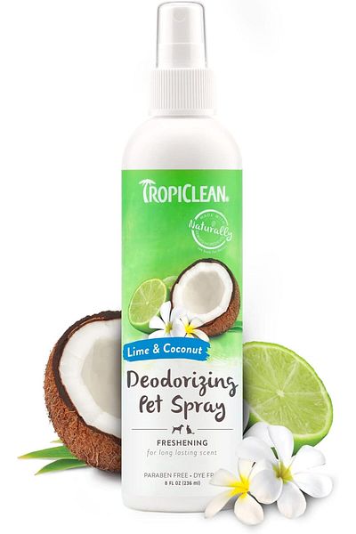 Tropiclean Lime & Coconut Dog Perfume Spray Long Lasting | Naturally Derived Odor Removing Dog Deodo