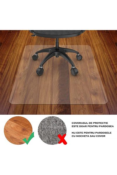 PROCART Floor protection mat, under the office chair, 120x90 cm, transparent PVC with a thickness of 0.5 mm