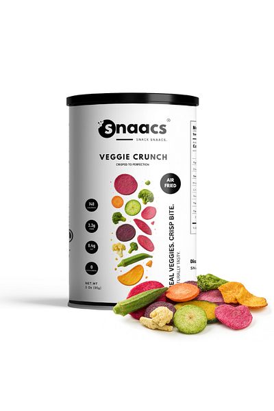 snaacs Veggie Crunch | Mixed Vegetable Snack with Crunch | Air-Fried Snack - Pack of 3 oz | 85 g