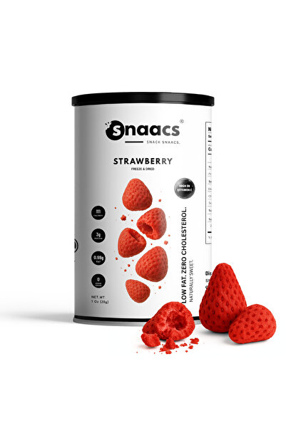 snaacs فراولة مجففة بالتجميد كاملة | بدون إضافة سكر | وجبة خفيفة مقرمشة بالفاكهة - عبوة من 1 أونصة | 28 غرام