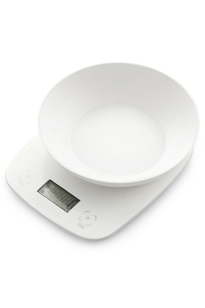 YONOVO Digital Kitchen Scale with Bowl - White, 5kg Capacity 0.1g Accuracy, Multi-Mode LCD Display