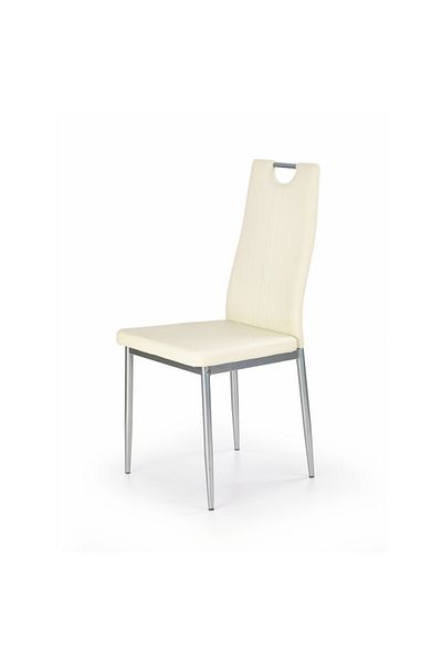 Halmar Scaun de sufragerie metalic, stil modern, tapițat cu piele artificială, crem