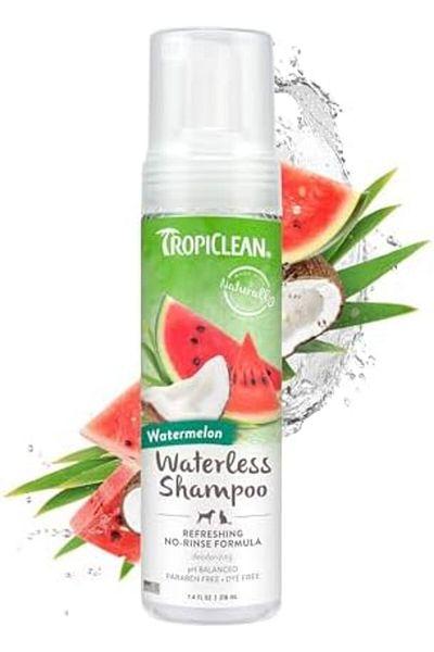 Tropiclean Watermelon Waterless Shampoo | Dry Shampoo for Cats & Dogs | Cat & Dog Bath Supplies 7.4