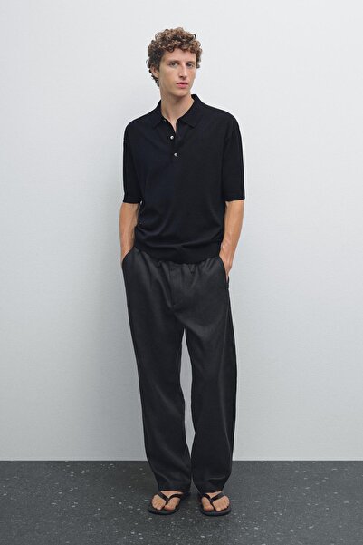 Massimo Dutti Kısa kollu triko polo t-shirt