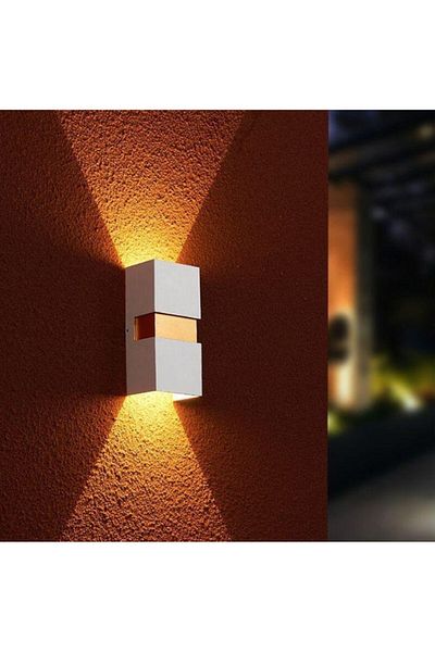 LUXXO LED Wall Light for Interior/Exterior, Dust/Moisture Resistant, IP65, Oskar, 2x5W, White/Gold