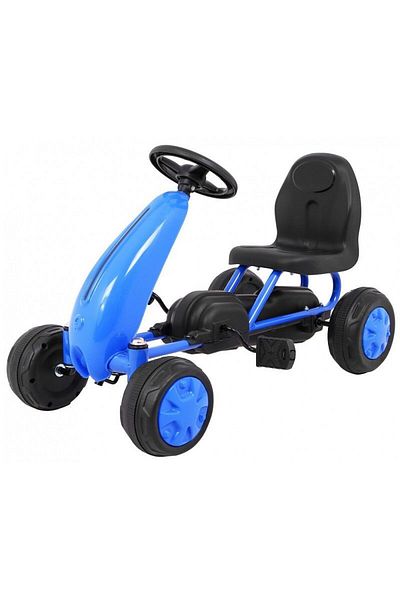 OEM Pedal kart, 4 ABS wheels with rubber tires, steering wheel, chain transmission, blue