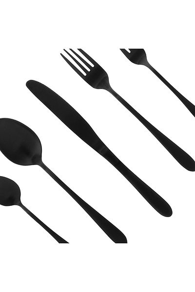 LA MESA 20Pcs Matt Black Cutlery Set
