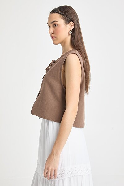 minaaise Brown Lace Short 100% Cotton Vest 29204