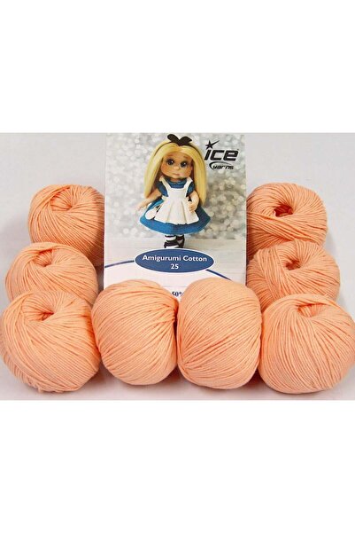 Ice yarns 8x25 جرام. AMIGURUMI COTTON 25 قطن، أكريليك سالمون فاتح بيبي، خيوط ...