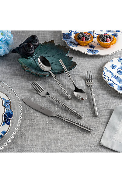 LA MESA طقم أدوات مائدة من الفولاذ المقاوم للصدأ باللون الفضي مكون من 20 قطعة