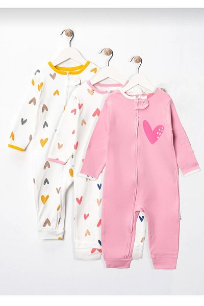 Baby Wings Baby Girl Zippered Cuffed Seasonal Jumpsuit 100% Cotton