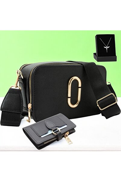 Givenza 3'lü Kadın Hediye Seti – Çapraz Çanta + Cüzdan + Kolye (Özel Kutu Hed...