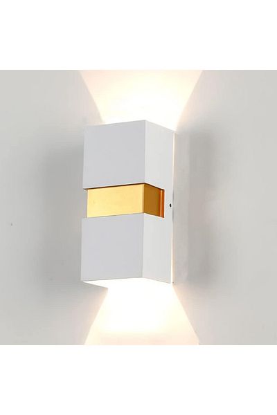 LUXXO LED Wall Light for Interior/Exterior, Dust/Moisture Resistant, IP65, Oskar, 2x5W, White/Gold