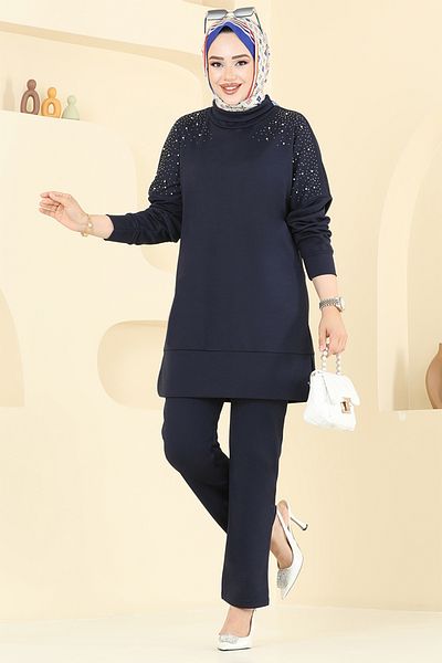ModaMerve Σετ γιακά Degaje με ψηλό λαιμό 2711AYD969-M Navy