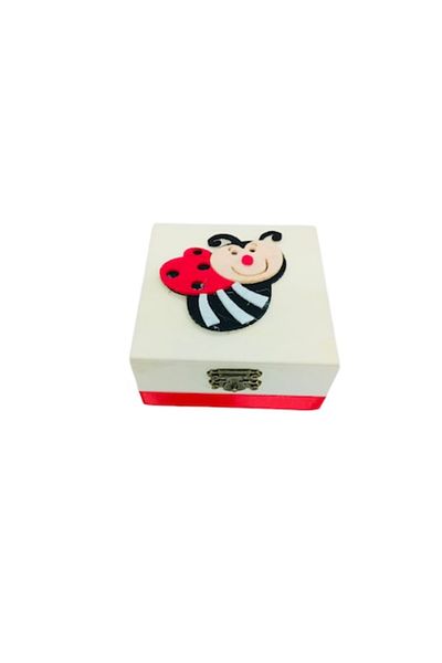 OEM Wooden Box for First Hair Lock, 10x10x5cm, Personalized Ladybug Design