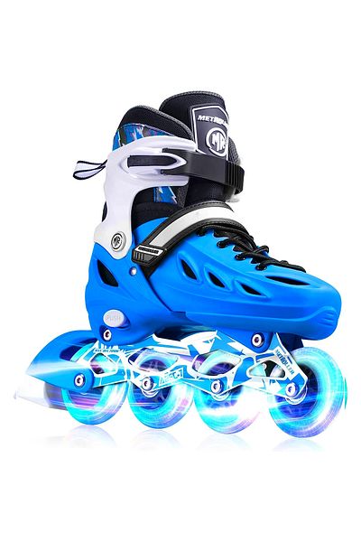 Elindor Adjustable roller skates for children and adults, silicone light wheels, size S 29-32, Blue