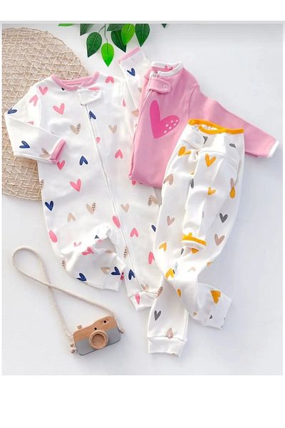 Baby Wings Baby Girl Zippered Cuffed Seasonal Jumpsuit 100% Cotton