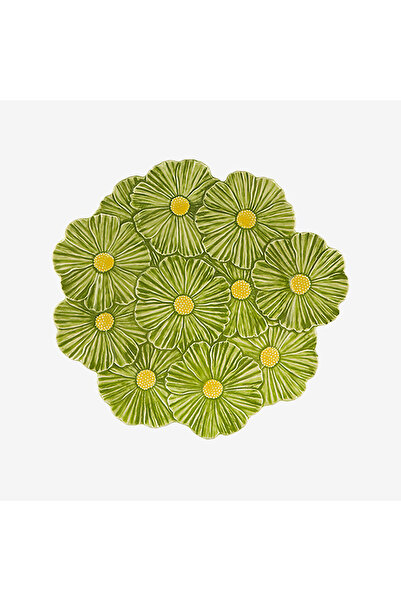 Bordallo Pinheiro Maria Flor Yeşil Seramik Servis Tabağı 37 Cm