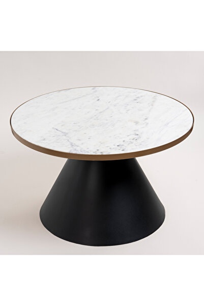Generic White Marble Coffee Table With Black Base