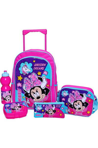 Disney Minnie Mouse 5-in-1 Value Set Trolley Bag with Accessory Pink/Purple