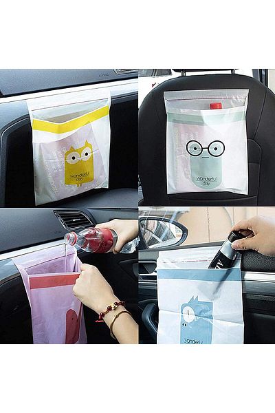 Saharaz 45PCS Portable Car Trash Bag,Vomiting Bag,Sticky Waste Bags,Removable Trash Can for Auto Car