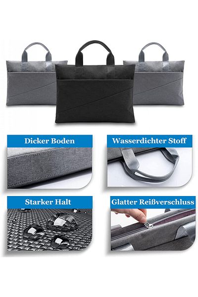 Abhpjuy Geantă laptop 15,6 inch, gri, material Oxford, 41 x 30 x 6 cm