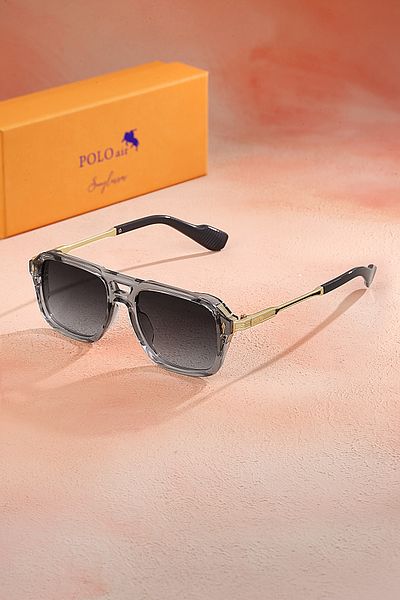 Polo Air Men's Sunglasses with Uv400 Protection Transparent Gray Gold Color Plg-2101C5