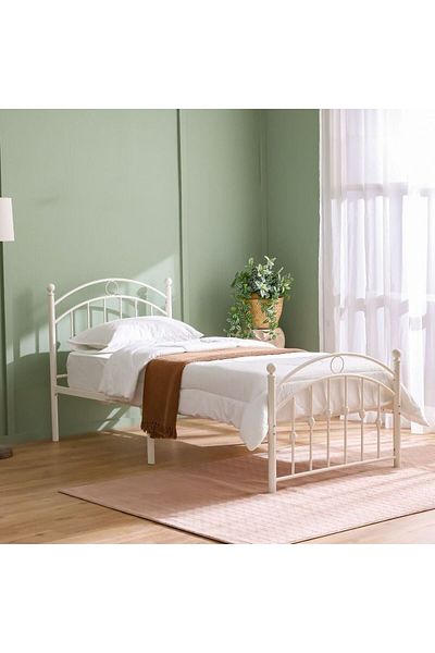 Danube Home Bella Curve 90x200 Metal Single Bed-White