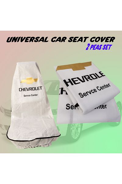 Chevrolet Car Seat Covers 2PCS – Dust & Dirt Protection for Service Center & Daily Use White